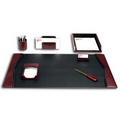 Burgundy Red 7 Piece Contemporary Leather Desk Set